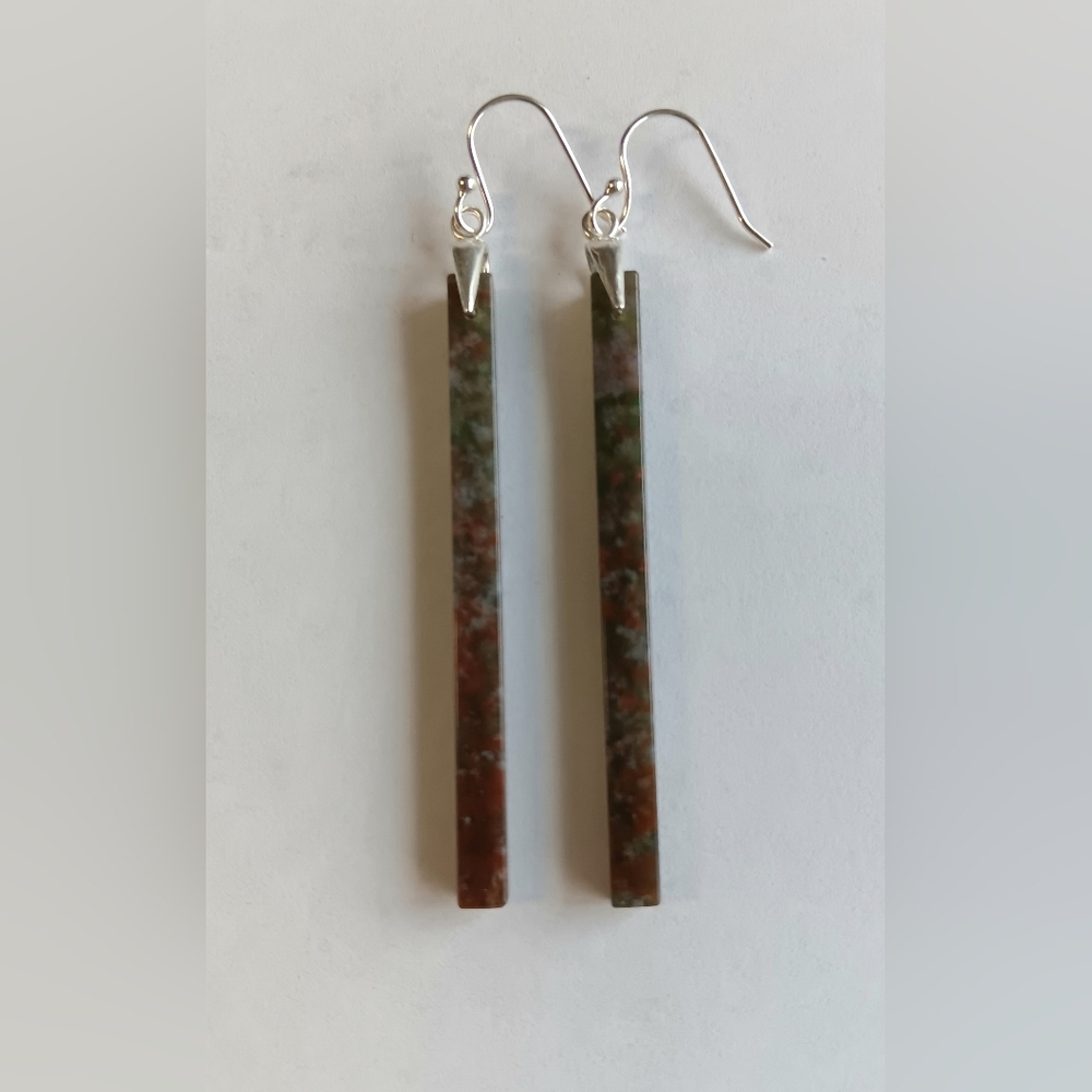 Moss Agate Gemstone Earrings with 925 Sterling Silver Findings